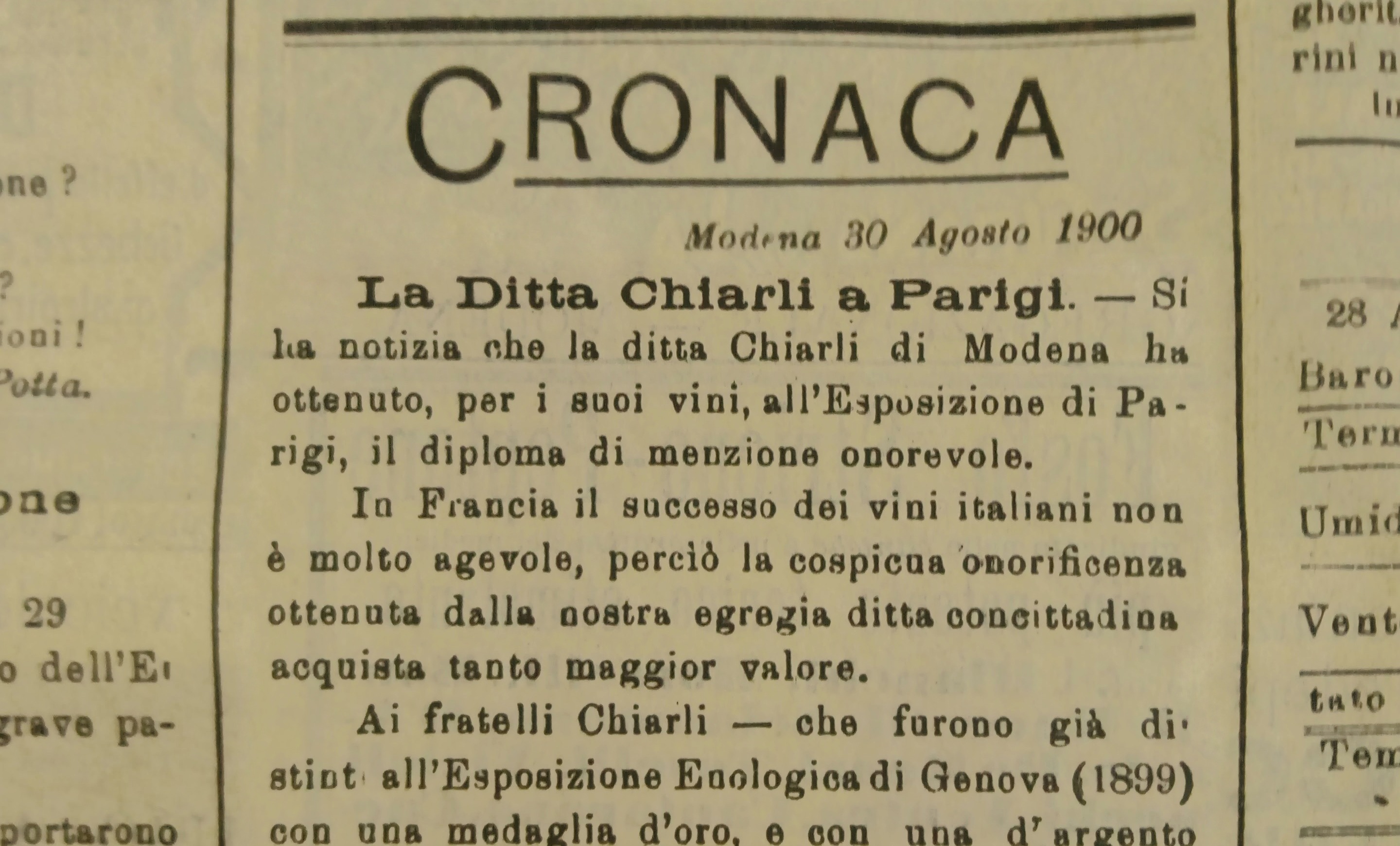 Chiarli torna a Parigi dopo 126 anni