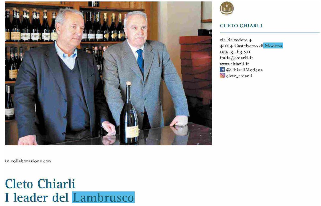 Cleto Chiarli, i leader del Lambrusco