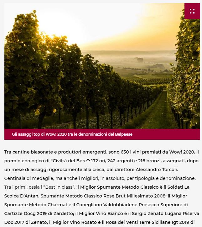 Zenato, Podere Forte, Gorghi Tondi: i "Best in Class" di "Wow! 2020"